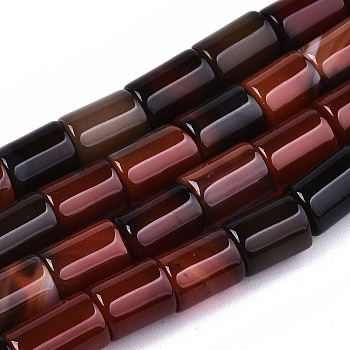 Natural Agate Beads, Strands, Dyed, Column, Coconut Brown, 11.5~12.5x8.5mm, Hole: 1.2mm, about 33pcs/strand, 15.35 inch(39cm)