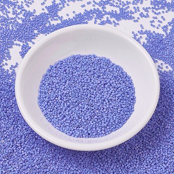MIYUKI Delica Beads Small, Cylinder, Japanese Seed Beads, 15/0, (DBS0881) Matte Opaque Periwinkle AB, 1.1x1.3mm, Hole: 0.7mm, about 3500pcs/10g
