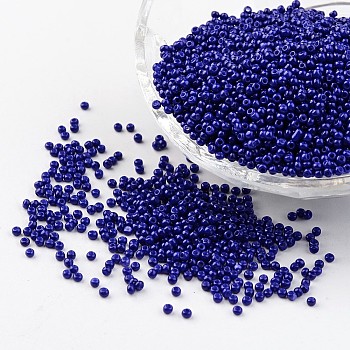 12/0 Grade A Baking Paint Glass Seed Spacer Beads, Midnight Blue, 2x1.5mm, Hole: 0.7mm, about 2840pcs/50g