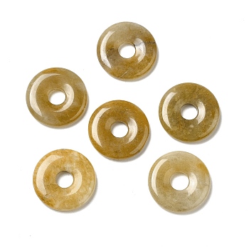 Natural Topaz Jade Pendants, Donut/Pi Disc Charm, 29.5x5.5mm, Hole: 8.3mm