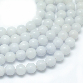 Natural Yellow Jade Beads Strands, Dyed, Round, Alice Blue, 8mm, Hole: 1mm, about 50pcs/strand, 15.75 inch