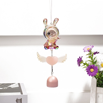 Rabbit & Girl Resin Wind Chime, for Home Living Room Hanging Decoration, Rabbit, 295mm