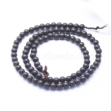 Brins de perles en bois d'ébène naturel(WOOD-P011-03-6mm)-2