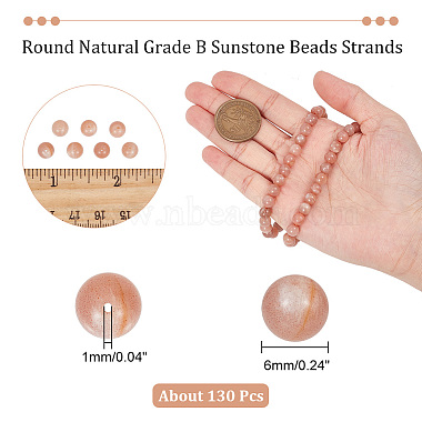 nbeads 2 brins de perles rondes en pierre de soleil naturelle de qualité B(G-NB0004-75)-2