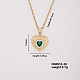 Vintage Heart-shaped Brass Micro Pave Green Cubic Zirconia Pendant Necklaces(FH1361-4)-1