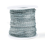 100M Segment Dyed Round Polyester Braided Cords, with PET Plastic Metallic Thread, for Jewelry Making, Light Blue, 1mm, about 109.36 Yards(100m)/Roll(OCOR-N009-03A-02)