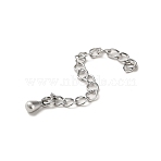 Brass Curb Chain Extender, End Chains with Teardrop Drop, Real Platinum Plated, 56mm(KK-Q807-13P)