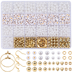 DIY CCB & ABS Plastic Round Beads Earring Making Kits, Golden, 6mm, Hole: 2mm(DIY-SP0002-89)