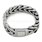 304 Stainless Steel Cuban Link Chain Bracelets for Men, Antique Silver, 9-1/4 inch(23.5cm)(BJEW-B102-04AS)