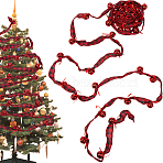 5.5M Christmas Polyester Tartan Print Ribbon for Sewing Decoration, Black, Red, 1-1/8 inch(30mm), about 6.01 Yards(5.5m)/bundle(OCOR-SP0001-15)