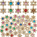 100Pcs 10 Colors Alloy Rhinestone Cabochons, Flower, Mixed Color, 12x11x4.5mm, 10pcs/color(FIND-GF0005-91)