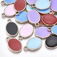 UV Plating Acrylic Pendants, with Enamel, Oval, Mixed Color, Light Gold, 23x15x2.5mm, Hole: 2mm(OACR-T005-82KC)