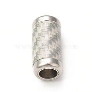 303 Stainless Steel Magnetic Clasps, Column, Stainless Steel Color, Silver, 21x10x10mm, Inner Diameter: 6mm and 7mm, Small Column: 9x7mm, Inner Diameter: 6mm(STAS-A074-01E)