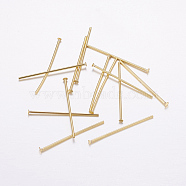 Brass Flat Head Pins, Long-Lasting Plated, Real 18K Gold Plated, Cadmium Free & Nickel Free & Lead Free, 25.5x0.6mm, Head: 2mm(KK-E725-02G)