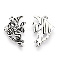 Tibetan Style Alloy Pendants, Cadmium Free & Lead Free, Fish Charms, Antique Silver, 23x15x2mm, Hole: 1.5mm(PALLOY-T075-201AS)