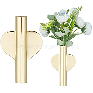 Wall Mounted Flower Tube, Iron Wall Vase Decoration Holder, for Flower Display Decoration, Heart, Light Gold, 108x68x21mm, Hole: 17mm, 2pcs/set(FIND-GF0002-68)