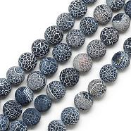 Natural Weathered Agate Bead Strands, Frosted, Dyed, Round, Gray, 4~4.5mm, Hole: 1mm, about 95pcs/strand, 14.6 inch(G-S237-4mm-05)