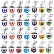 Elite Alloy Pendants, with Handmade Evil Eye Lampwork Round Bead and Tibetan Style Alloy Charms, Witch Hat, Colorful, 19x11x11mm, Hole: 2mm, 7pcs/set, 10 sets/box(FIND-PH0006-76)