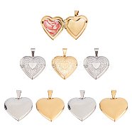 8Pcs 2 Style 316 Stainless Steel Locket Pendants, Heart, Golden & Stainless Steel Color, 29x29x7mm, Hole: 9x5mm, Inner: 21x20mm, 4pcs/style(STAS-DC0003-98)