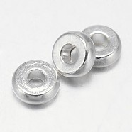 Flat Round Brass Spacer Beads, Silver Color Plated, 5x2mm, Hole: 2mm(KK-L106B-01S)