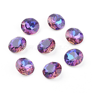 Pointed Back & Back Plated Glass Rhinestone Cabochons, Grade A, Faceted, Flat Round, Violet Blue, 8x4.5mm(RGLA-J012-8mm-001VB)