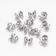 304 Stainless Steel Bead Tips, Calotte Ends, Clamshell Knot Cover, Stainless Steel Color, 6x4mm, Hole: 1mm(X-STAS-E129-01P)