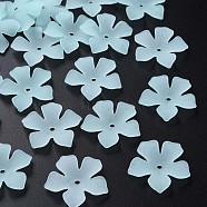 Transparent Acrylic Beads, Frosted, Flower, Cyan, 25.5x26.5x4.5mm, Hole: 2mm, about 900pcs/500g(MACR-S373-119-D07)