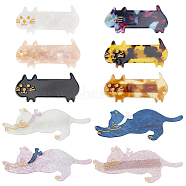 10Pcs 10 Styles Cute Cat Cellulose Acetate(Resin) Alligator Hair Clip, Hair Accessories for Girls Women, Mixed Color, 59~88x27.5~33x13mm, 1pc/style(OHAR-GF0001-20)
