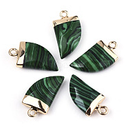 Synthetic Malachite Pendants, Top Light Gold Plated, with Iron Loop, Scabbard, Faceted, 20x10.5x5mm, Hole: 1.8mm(G-N326-57C)