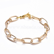 Unisex Aluminium Paperclip Chain Bracelets, with Alloy Toggle Clasps, Golden, 7-5/8 inch(19.5cm), 8.5mm(BJEW-JB05071-01)
