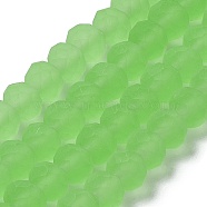 Transparent Glass Beads Strands, Faceted, Frosted, Rondelle, Lime, 8mm, Hole: 1mm, about 65~68pcs/strand, 15.7~16.1 inch(40~41cm)(EGLA-A034-T8mm-MD09)