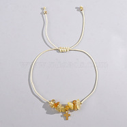 Bohemian Style Cross Natural Citrine Braided Beaded Bracelets for Women(XK2373-2)