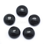 Natural Black Agate Cabochons, Half Round, 13.5~14x6~8mm(G-P393-R02-14mm)