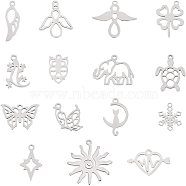 201 Stainless Steel Pendants, Mixed Shapes, Stainless Steel Color, 74x72x17mm, 15pcs/box(STAS-NB0004-33P)