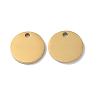 304 Stainless Steel Charms, Stamping Blank Tag, Flat Round Charm, Real 18K Gold Plated, 12x1.3mm, Hole: 1.6mm(STAS-Q308-09G-G)