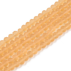 Transparent Glass Beads Strands, Faceted, Frosted, Rondelle, PeachPuff, 3.5~3.8mm, Hole: 1mm, about 113~115pcs/strand, 32.5~33cm(EGLA-A044-T3mm-MD23)