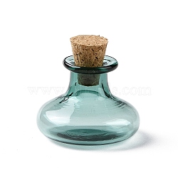 Miniature Glass Bottles, with Cork Stoppers, Empty Wishing Bottles, for Dollhouse Accessories, Jewelry Making, Teal, 20.5x22mm(GLAA-H019-07H)