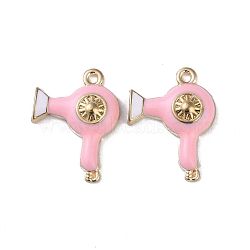 Alloy Enamel Pendants, Cadmium Free & Lead Free, Golden, Hair Dryer Charm, Pink, 25.5x19.5x5.5mm, Hole: 1.8mm(ENAM-R149-11A-G)