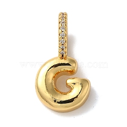 Brass Micro Pave Cubic Zirconia Pendants, Lead Free & Cadmium Free, Long-Lasting Plated Letter G, 19x10x9mm, Hole: 5mm(KK-K345-13G-G)