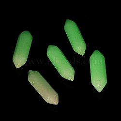 Glass Beads, Luminous/Glow in the Dark, No Hole, Double Terminated Point, Light Cyan, 22~23x6x6mm(GLAA-K058-03A)