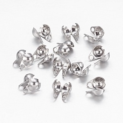 304 Stainless Steel Bead Tips, Calotte Ends, Clamshell Knot Cover, Stainless Steel Color, 6x4mm, Hole: 1mm(X-STAS-E129-01P)
