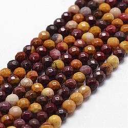 Natural Mookaite Beads Strands, Faceted, Round, 4mm, Hole: 1mm, about 96pcs/strand, 14.9 inch~15.1 inch(G-D840-30-4mm)