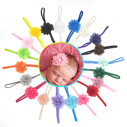 Elastic Baby Headbands for Girls, Hair Accessories, with Lace Flower, Mixed Color, 13.4 inch~14.96 inch(340~380mm)(X-OHAR-Q159-M)