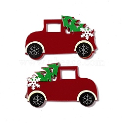 Opaque Acrylic Pendants, Vehicle with Christmas Tree Charms, Brown, 36x56.5x2mm, Hole: 1.5mm(SACR-G023-B06)
