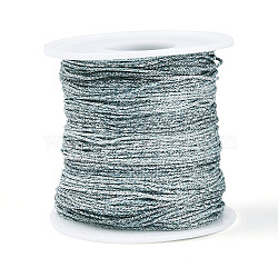100M Segment Dyed Round Polyester Braided Cords, with PET Plastic Metallic Thread, for Jewelry Making, Light Blue, 1mm, about 109.36 Yards(100m)/Roll(OCOR-N009-03A-02)
