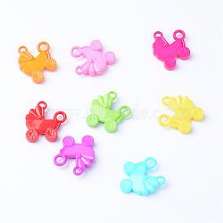 Opaque Acrylic Pendants, Pram, Mixed Color, 29x28x7.5mm, Hole: 3~4.5mm, about 220pcs/500g(SACR-S202-04)