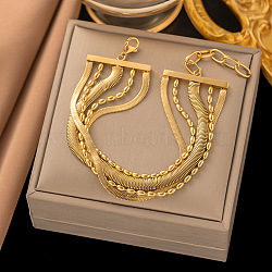 304 Stainless Steel Chains Multi-strand Bracelet for Women, Golden, Oval, 6-7/8 inch(17.5cm)(BJEW-G674-01B-G)