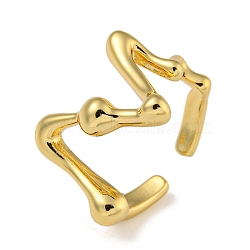 V Shape Brass Open Cuff Rings for Women, Real 18K Gold Plated, 15mm, Adjustable(RJEW-Z050-05G)