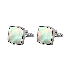 Abalone Cufflinks , Shell Cufflinks for Men, Square, 17x17mm(PW-WG34911-08)