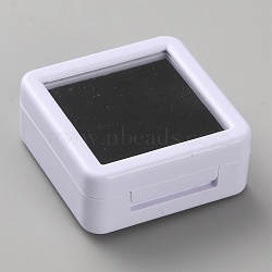 Plastic Jewelry Box, Sponge Jewelry Organiser, for Rings, Bracelets, Necklaces, Brooches, Earrings, White, 4x4x1.7cm(ODIS-WH0043-131A)